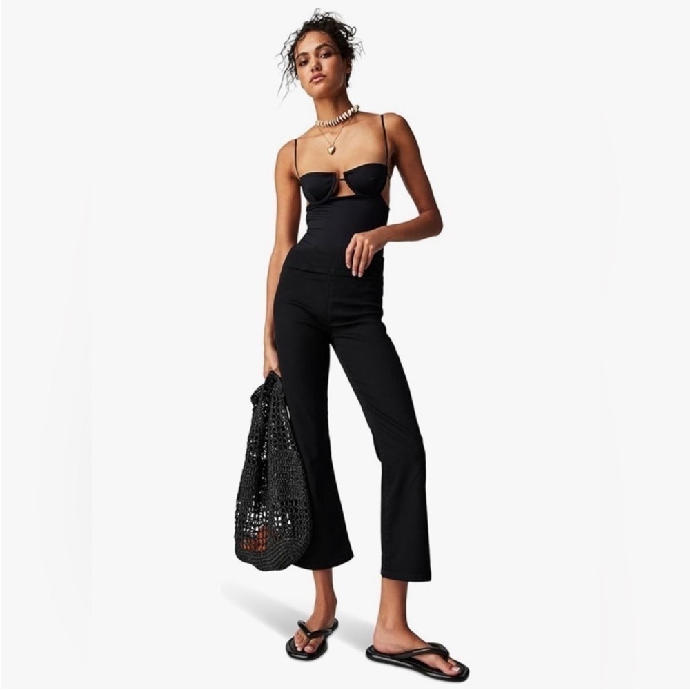 Free People We The Free In My Feelings Black Pull On Ankle Cropped Jeans